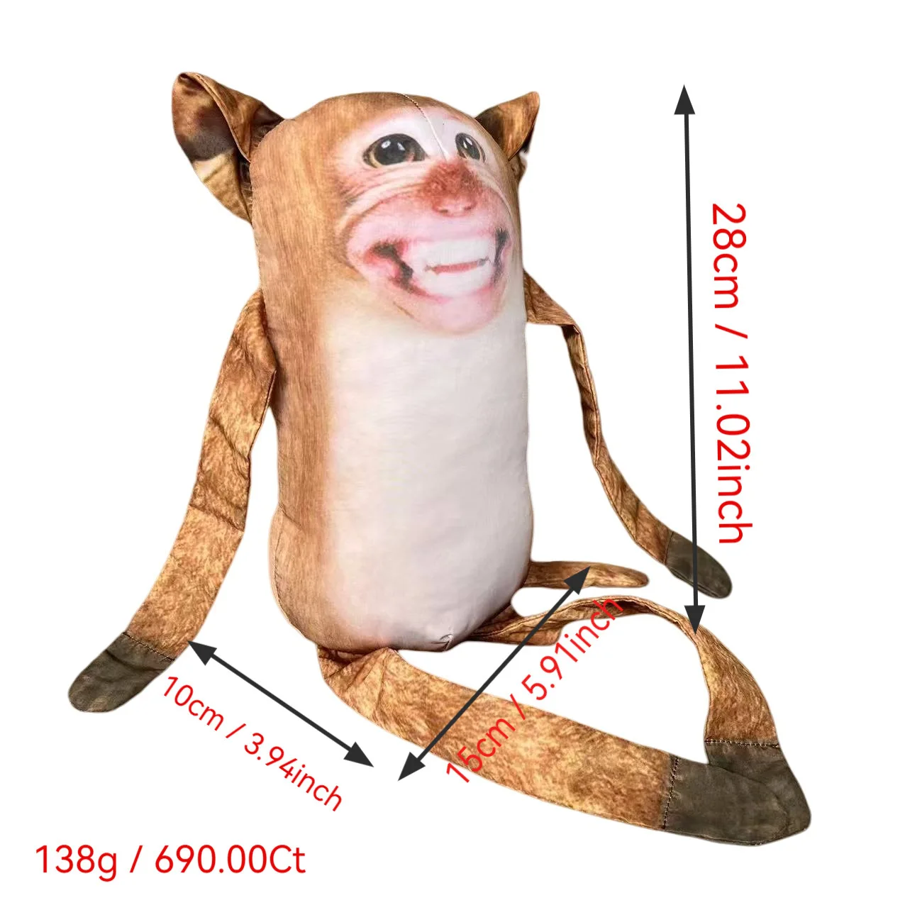 المعانقة قرد ألعاب من القطيفة محشوة الحيوان وسادة نوم 28 سنتيمتر مجردة دمية المغناطيس دمية يد غرفة ديكور هدية عيد ميلاد للأطفال