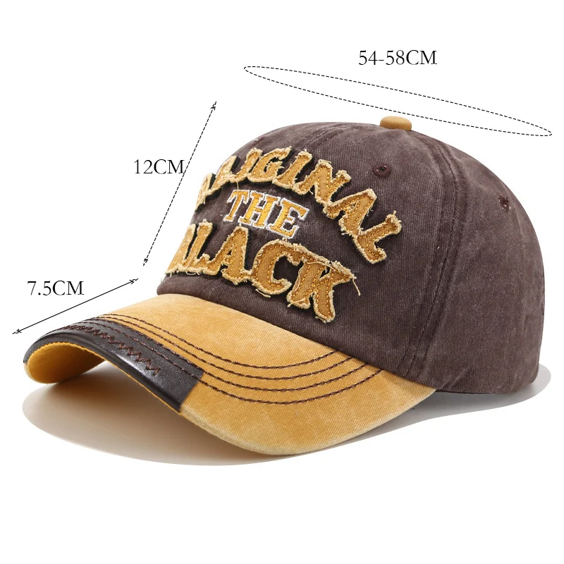 European American Style Washed Baseball Cap Vintage Denim Peaked Cap Spring Summer Letter Design for Student Sun Protection Hat