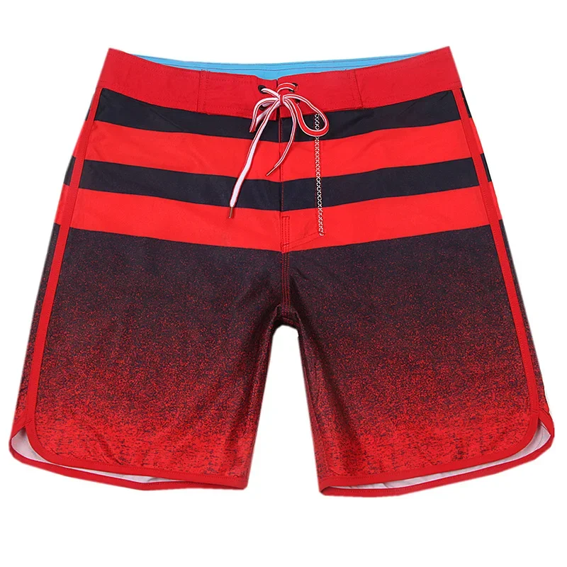 Four-way Stretch Waterproof Quick-dry Hot Spring Surf Beach Pants Men Horizontal Striped Printed Fitness Shorts