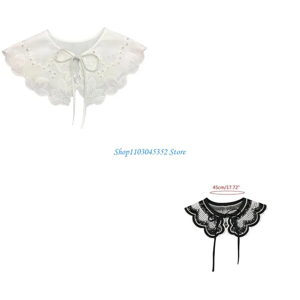 Media camisa desmontable cuello falso cuello bordado Ruff Dickey Mini collar capa