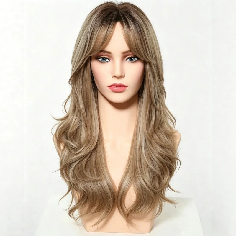 European and American white female model head wig display high model head can rotate the road half body photo model