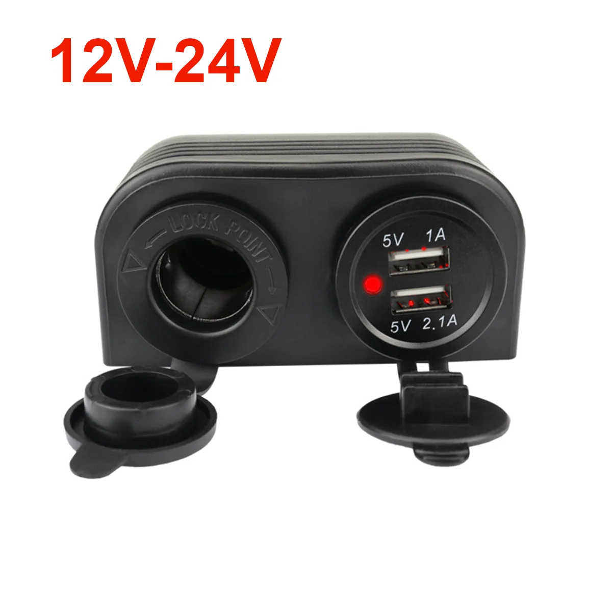 

12V-24V 2 Holes Tent Base Cigarette Lighter Socket 3.1A Dual USB Power for Car Motorcycle Boat Marine ATV RV