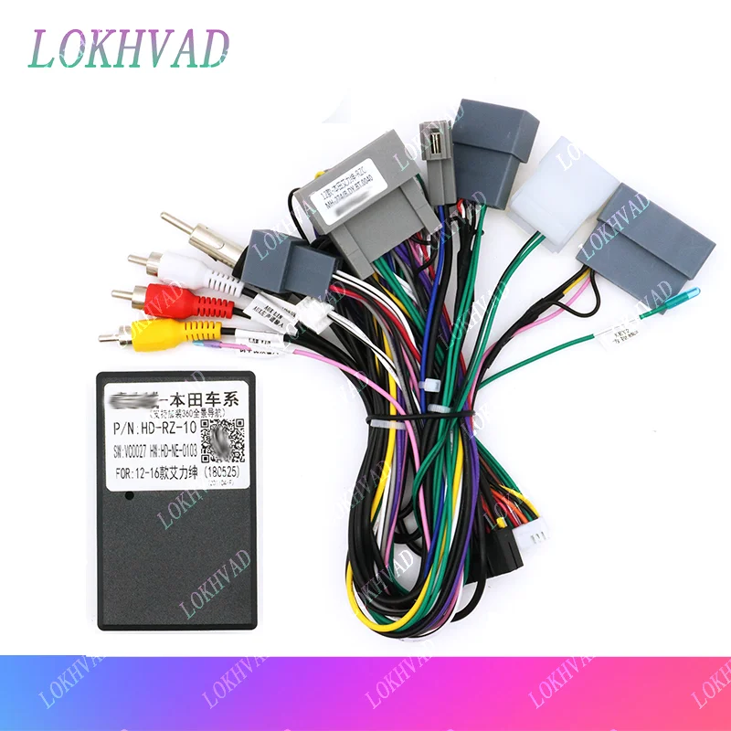 Car 16pin Wiring Harness Adapter Canbus Box Decoder For Honda Elysion 2012-2015 Android Radio Power Cable