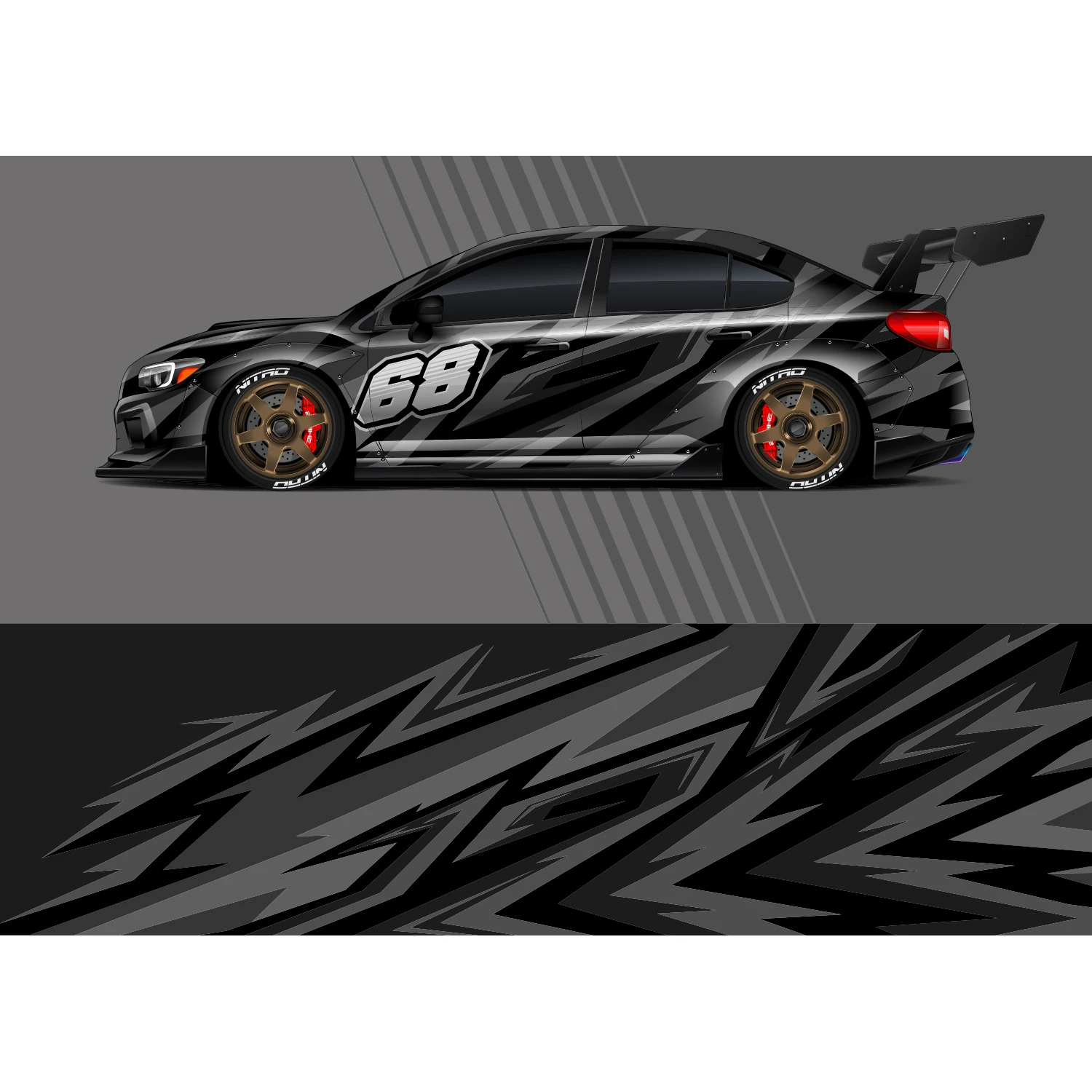 Racing Sticker Car Decal Car Full Wrap Sticker Decorative Body Racing Graphic Decal Vinyl Wrap Design Red Retro Width 58cm