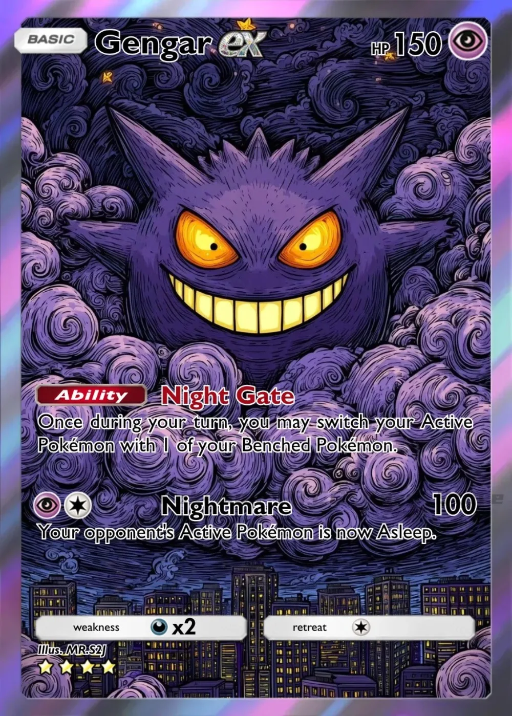 5 قطعة PTCG بطاقات البوكيمون Gengar فان جوخ السماء المرصعة بالنجوم سلسلة لعبة نادرة جمع Gengar الفني معركة أرواق لعب البوكيمون هدية
