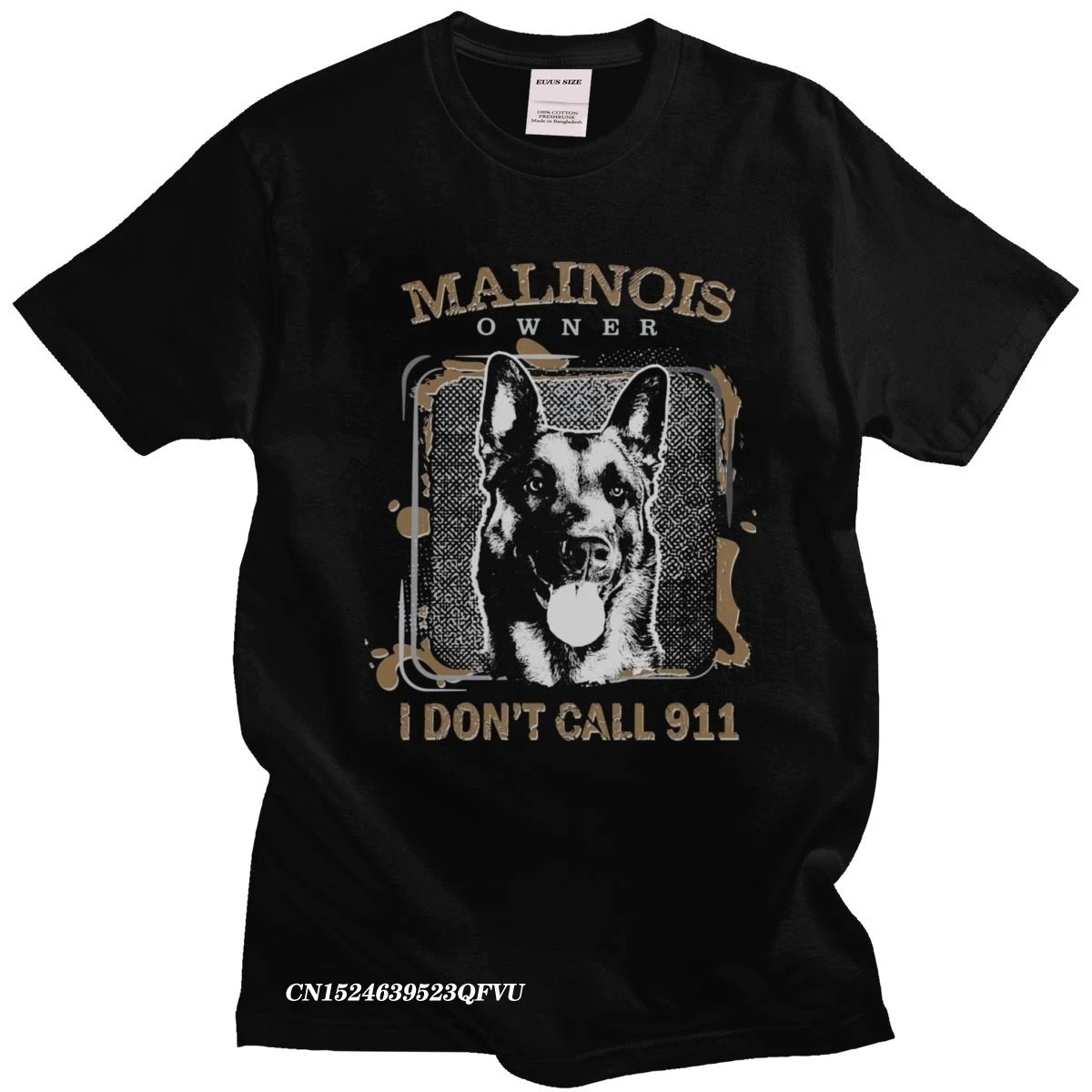 Vintage Belgian Shepherd Malinois Men Pre-Shrunk Cotton Mechelaar T-Shirt Sleeved Dog Lover Harajuku Shirt Clothing Camisas