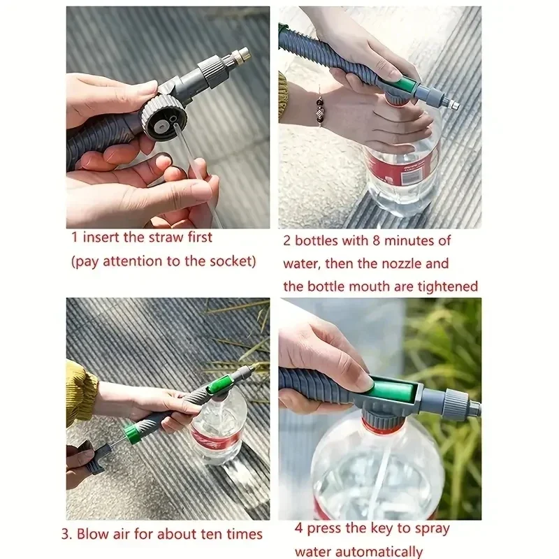 1 Set,Adjustable Beverage Bottle Sprayer Watering Flower SprinklerSprinkler Pressure Atomizer Nozzle Gardening Tools ﻿