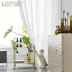 Custom Size White Sheer Curtains For Living Room Window Transparent Tulle Curtain Wedding Drapes Home Decor