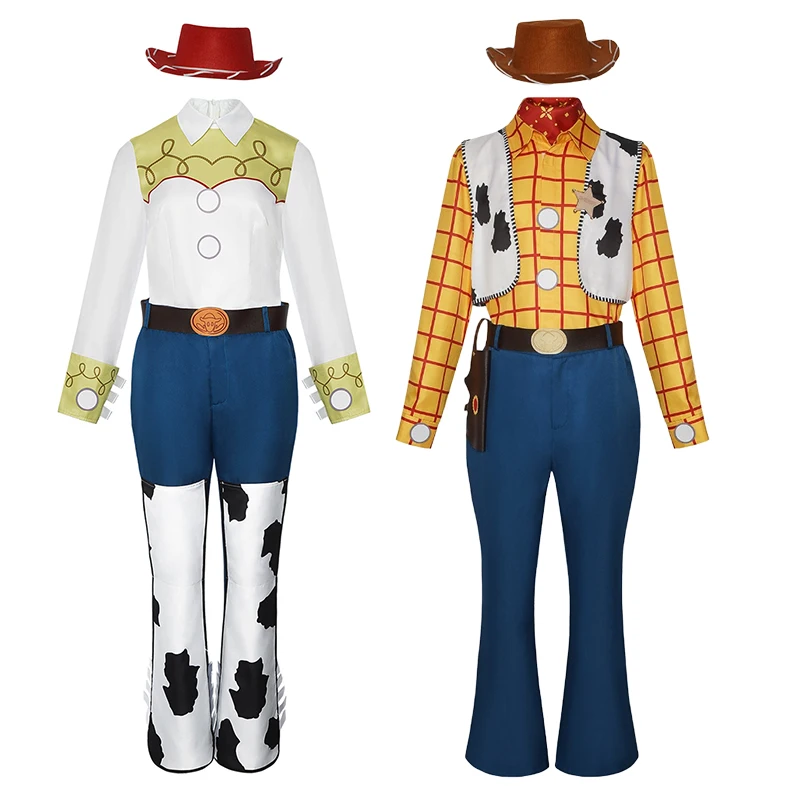 

Anime Toy Woody Cowboy Clothes Suit Jessie Cosplay Costume Top Pants For Woman Man Party Carnival Halloween Dress Up