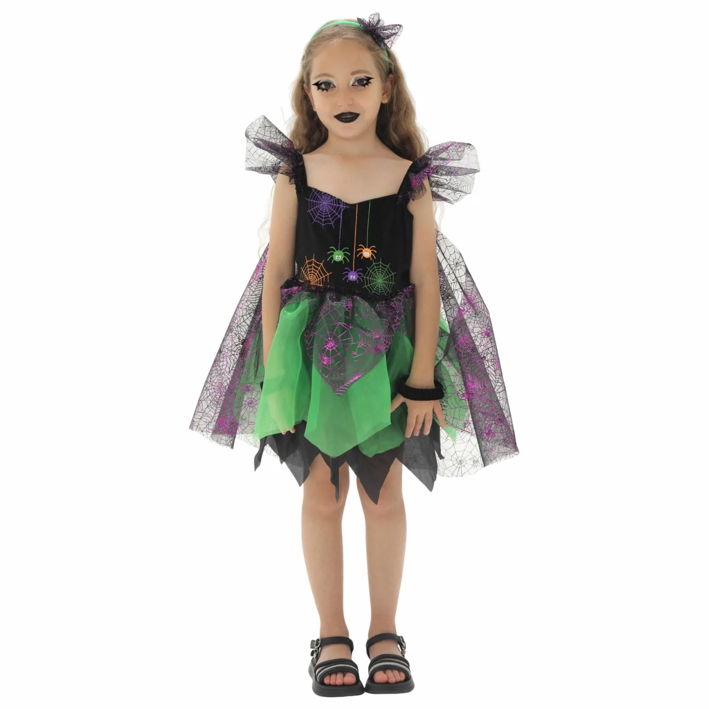 

Детский карнавальный костюм ведьмы-паутины на Хэллоуин для девочек, детский праздничный костюм для ролевых игр, наряд