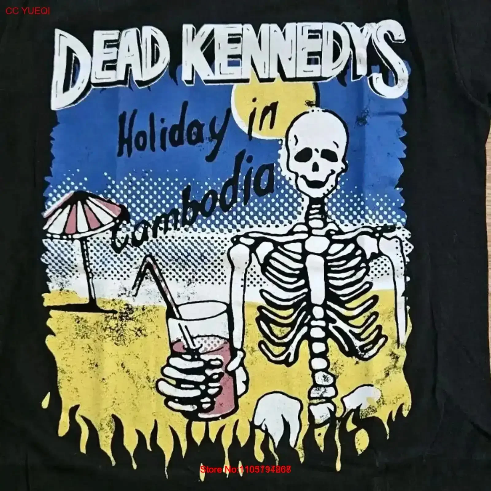 تي شيرت Dead Kennedys Holiday in كمبوديا بانك تي شيرت هيكل عظمي صغير جيلو بيافرا عتيق مغسول قابل للتنفس ملابس الشارع الشهير مغسولة عتيقة #1