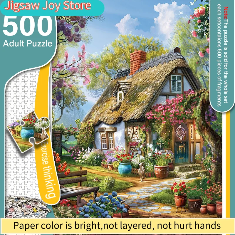 Una scatola di mini puzzle per adulti con un design di una casetta floreale da sogno - Resistente ai graffi, ad alta difficoltà, adatto per