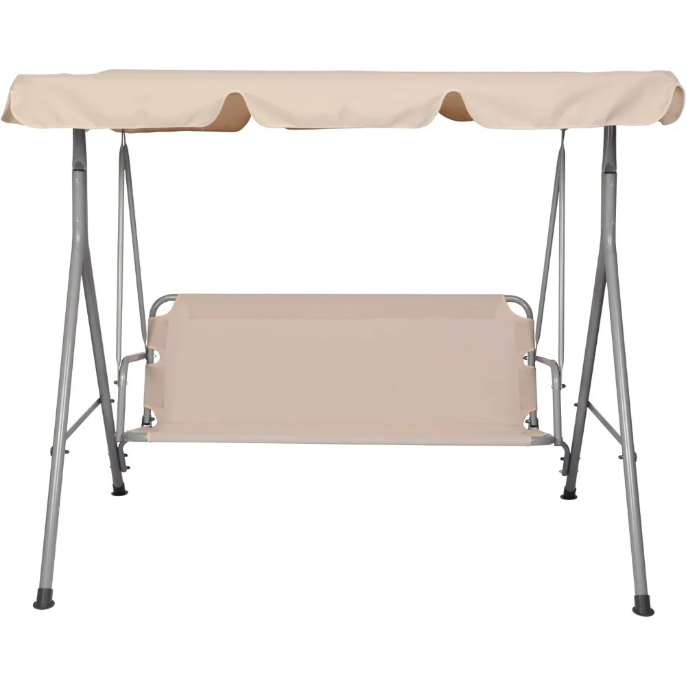 

3-Person Quick Dry Patio Swing Chair, Outdoor Adjustable Canopy Swing with Armrest, Textilene Porch Swing Chair for Deck, Balcon