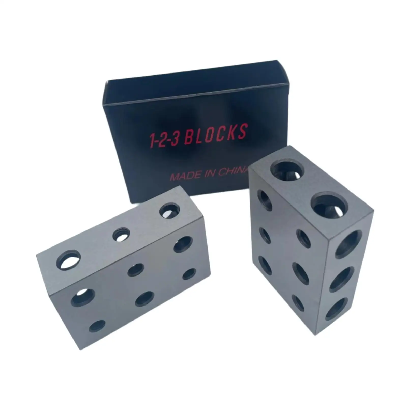 2 Pieces 1x2x3 Blocks Parallel Blocks Professional Metalwork Steel Milling 11 Holes for Calibrating Equipment 1