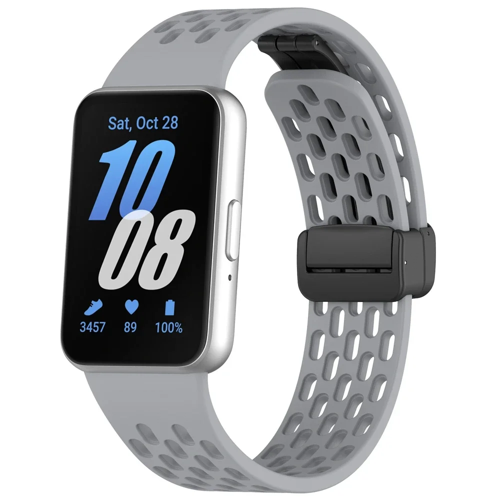 Magnetisches Sport-Silikonband mit D-Schnalle für Samsung Galaxy Fit 3 Fit3 SM-R390, Ersatzarmband, Armband, Zubehör – Detail 9