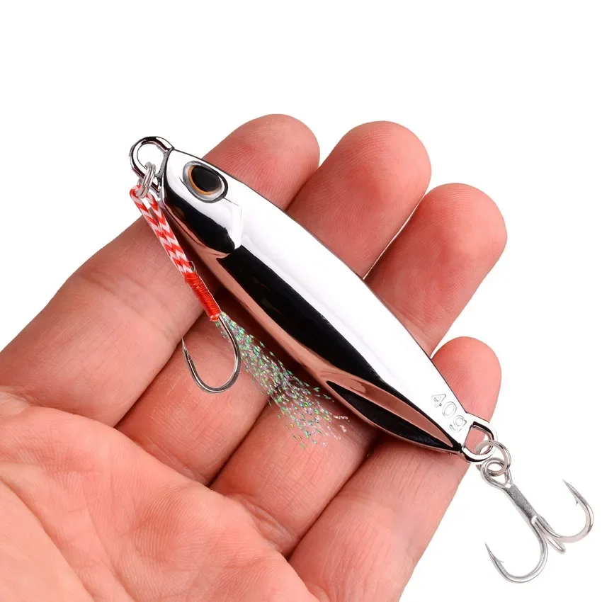 1Pcs Spoon Metal Jigs Silver Fishing Lures With Hooks 7g 10g 15g 20g 30g 40g Electroplated  Fishing Lures Bait Mackerel Bass