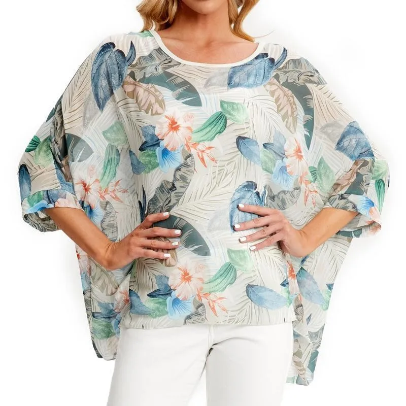 

Chiffon Beach Cover Up For Women Summer Bikini Blouse Fashion Floral Print Bikinis Beach Bathing Suit For Swimwear Swimsuit