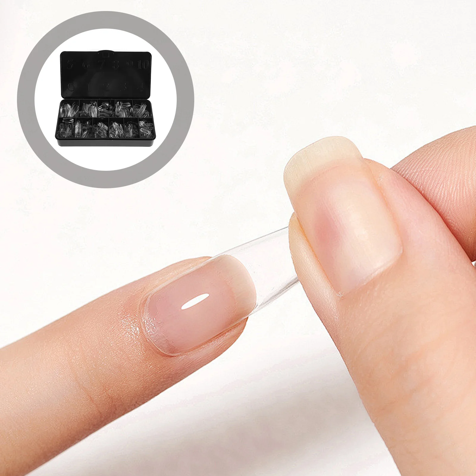 

500Pcs Transparent Nail Tips Short Coffin Fake Nails Full Cover Pre-Shaped Extensions for Beginner Professional Use Gel Nail