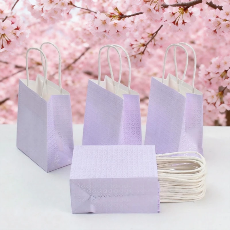Kleine Lila Kraftpapiertüten mit Herzchen - Hochzeitsgeschenk, Valentinstag, Geburtstag, Jubiläum Geschenktüten – Detail 4