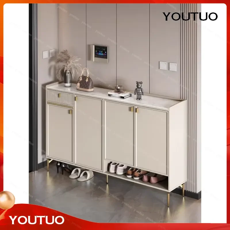 for Cream Style Shoe Cabinet Household Entrance Large Capacity Locker Modern Simple Light Luxury Rock Slab Foyer