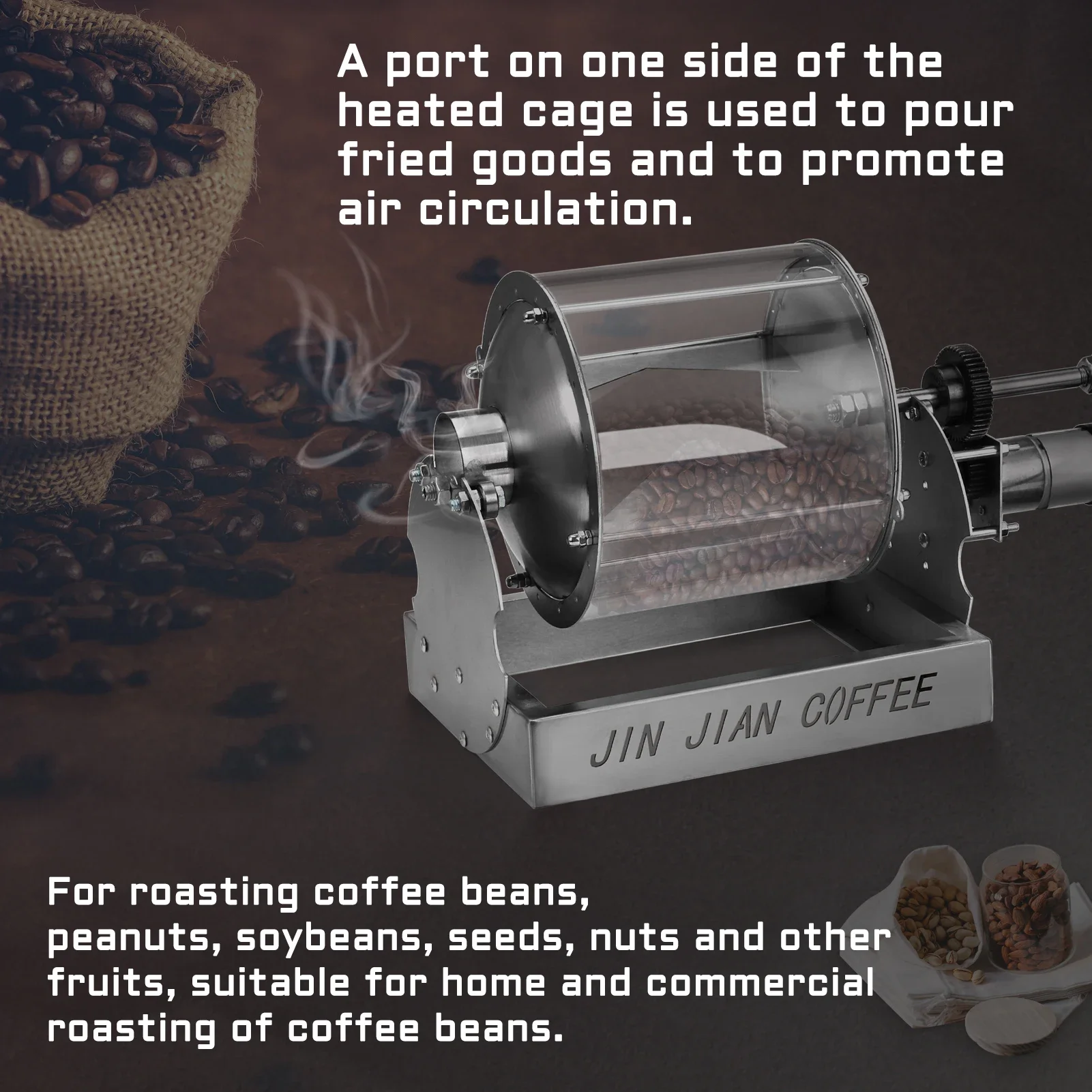 Coffee Bean Roaster Automatic Baking Machine Direct Fire Coffee Bean Roaster Coffee Machine Quartz Glass Small Household 3L