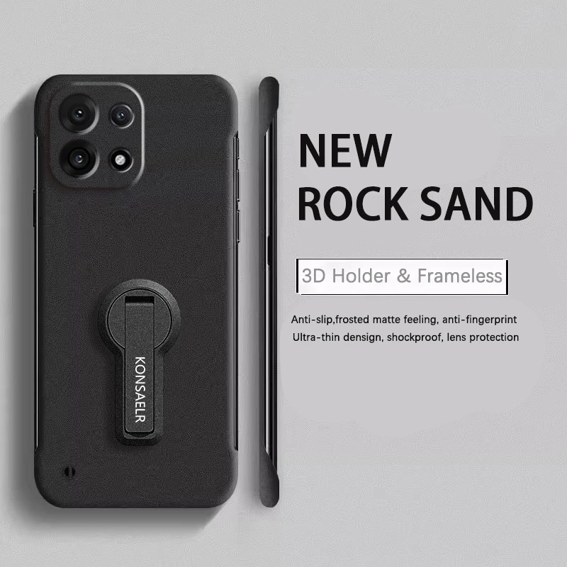 Rock Sand Matte Frosted Ultra Thin Rahmenlos Für XIAOMI 17 Pro Max 15 14 13 13T 12 11 10 Ultra Pro Lite Drehen Halter Telefon Fall