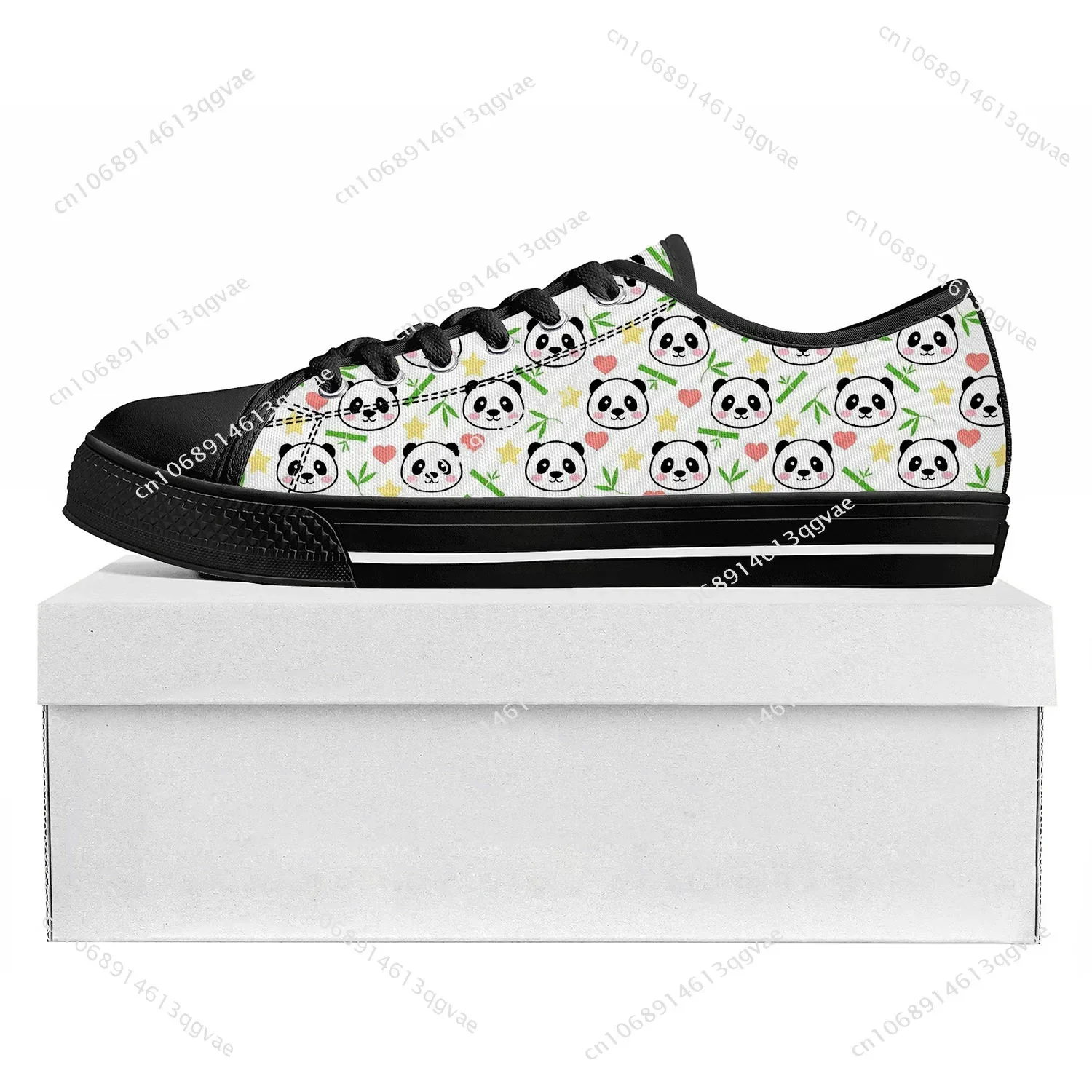 Panda Cute Pattern Low Top High Quality Sneakers Mens Womens Teenager Tailor-made Shoe Canvas Sneaker Casual Couple Shoes Black