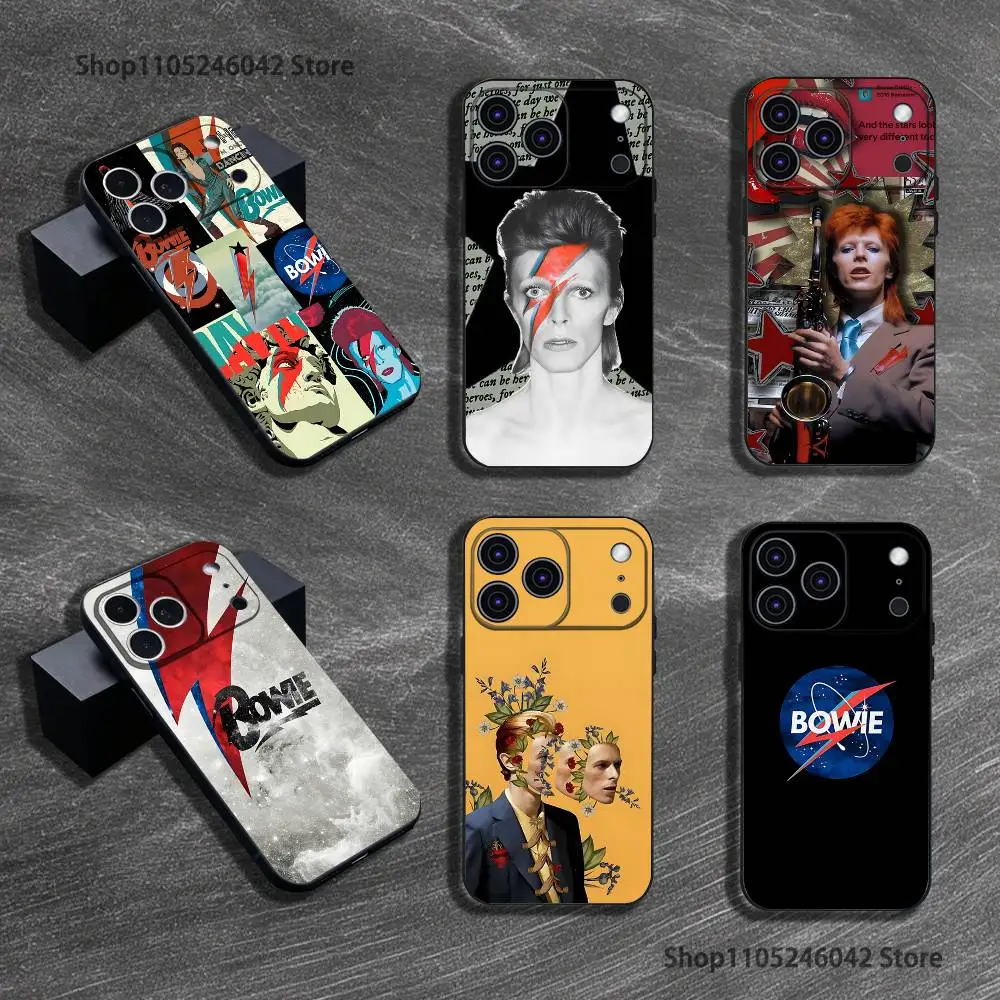 حافظة هاتف D-David Cool B-bowie لهاتف iPhone 17,16,15,14,13,12,11,Pro,XS,Max,XR,Plus,E,SE4,غطاء ناعم أسود صغير مقاوم للصدمات