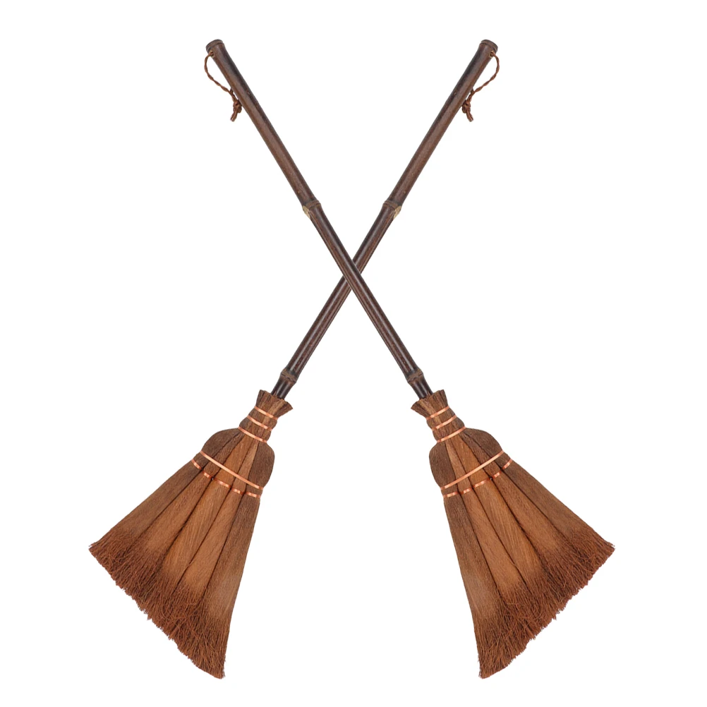 Conjunto de vassoura infantil, 2 peças, mini palha, cerdas de palmeira naturais, leve, ferramenta de limpeza interna e externa, brinquedo, vassoura, amigável para crianças
