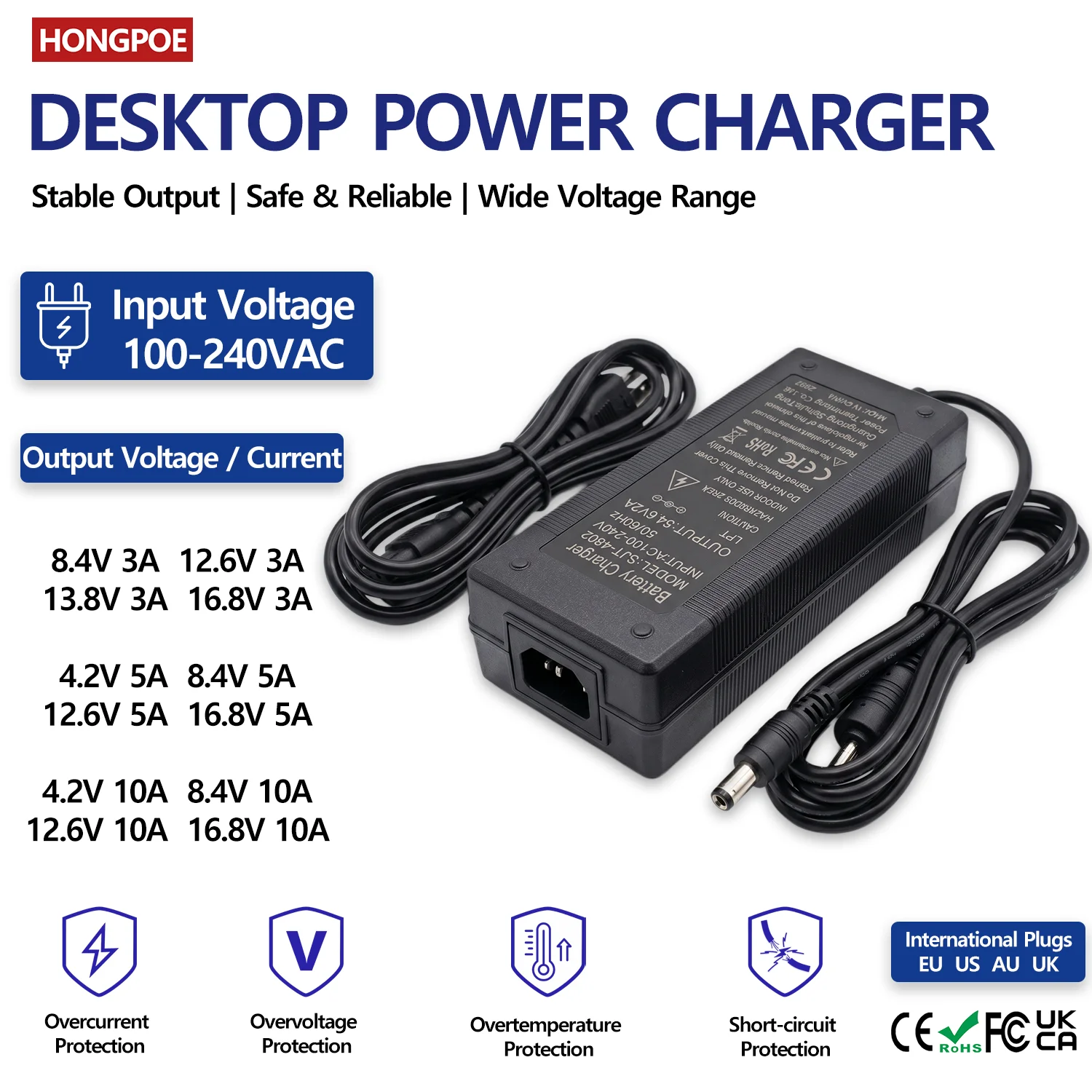 Universal Desktop Power Adapter/Charger AC 100-240V to DC 4.2V-16.8V EU/US/AU/UK Plug Options Available LED DIY Power Supply TV