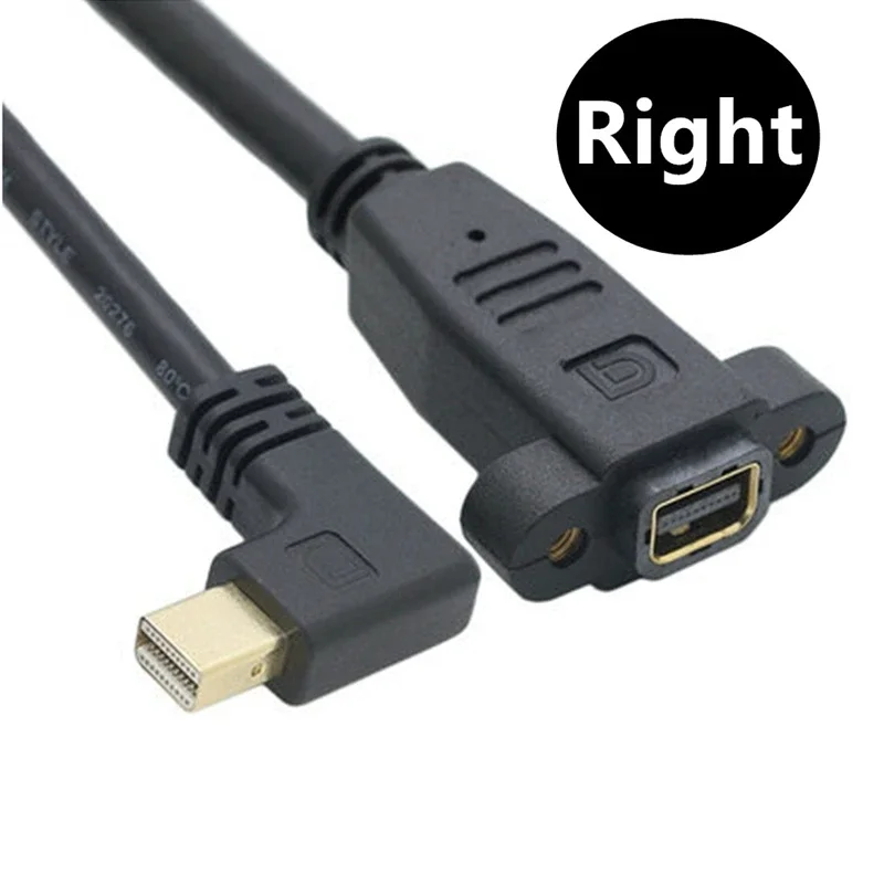 

0,3 м 90 ° Угловой позолоченный кабель-удлинитель Mini DP (папа) для Apple Computer Mini DisplayPort с фиксированным отверстием под винт, для тестирования