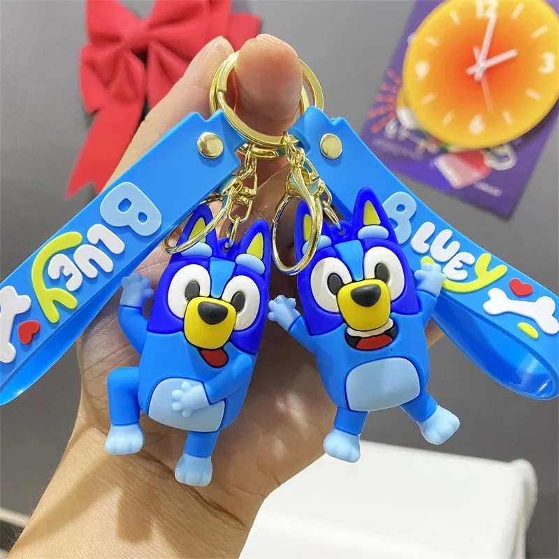 MINISO Cute Cartoon Blue Dog Creative Keychain Couple Backpack Pendant Men\'s and Women\'s Car Key Decoration Children Party Gift