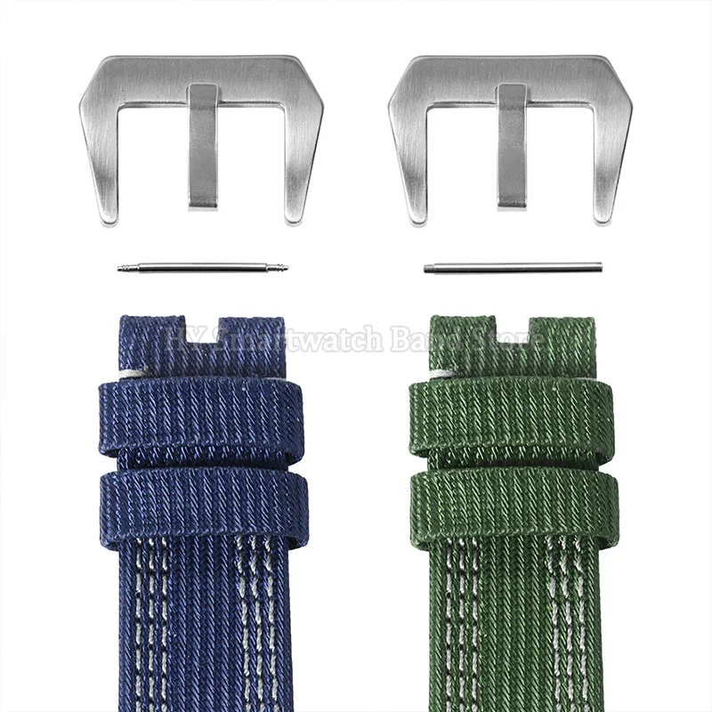 جلد + حزام ساعة من النايلون 24 مللي متر لبانيراي PAM 00984/985 PAM1122/753/1312 استبدال المعصم الفرقة دبوس معدني مشبك سوار ساعة