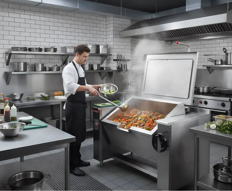 Commercial Tilting Bratt Pan Industrial Electric Frying Skillet Large Capacity Cooking Equipment Stainless Steel Kitchen Machine