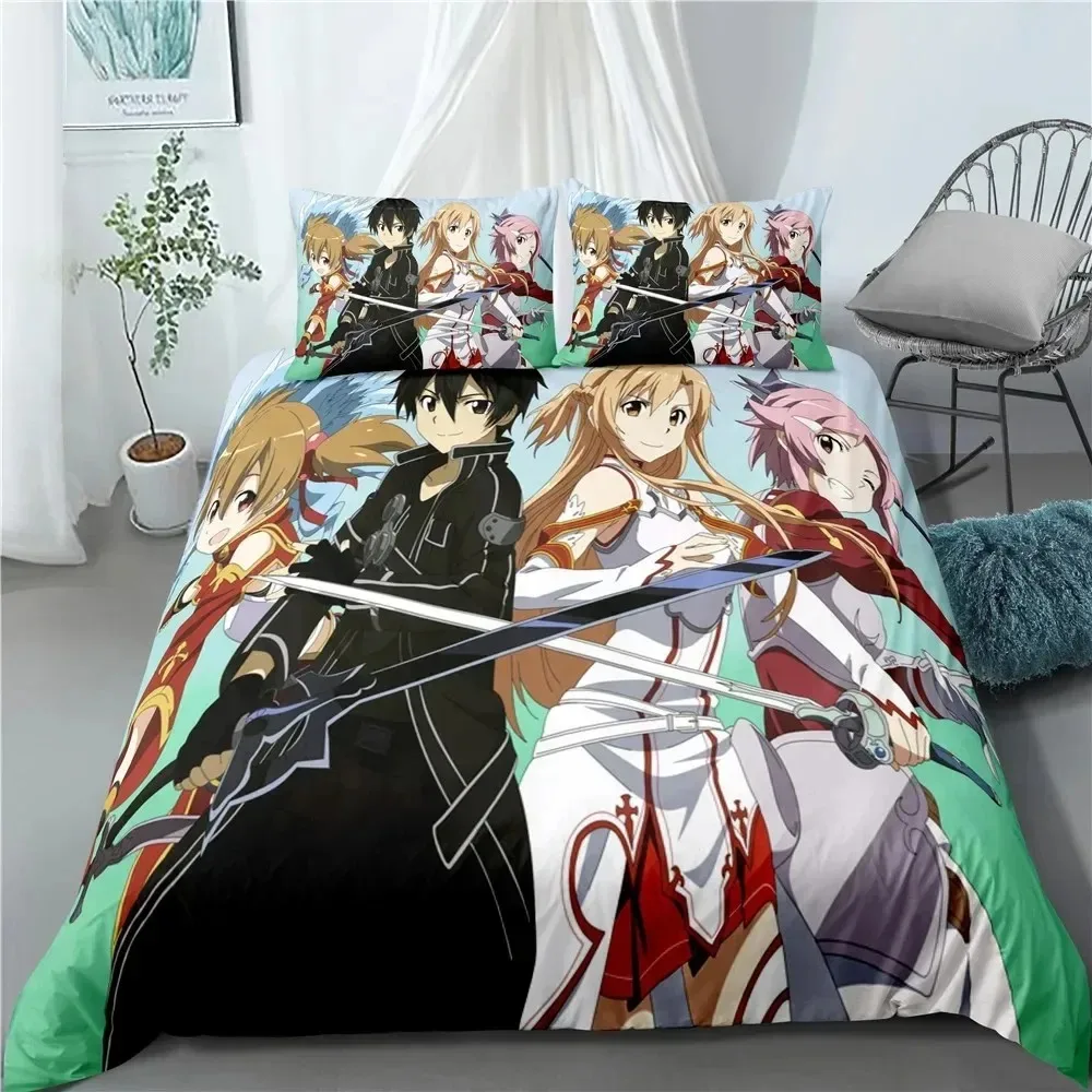Anime Sword Art Online 3D NEW Duvet Cover Pillowcase Bedding Set Adult Boy Girl Bedroom Decoration Children Single Double Large