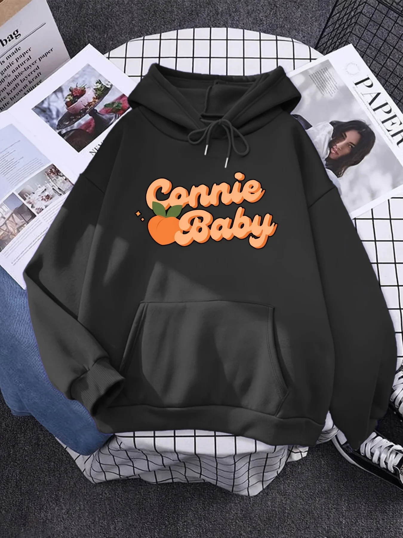 

Топ с принтом большого размера, осенняя толстовка с капюшоном, модный топ с длинными рукавами, карман на шнурке, свободная мужская и женская толстовка с капюшоном