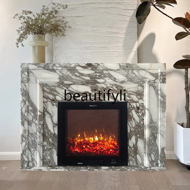 

ssK178 Marble French simple white stone imported villa living room decorative cabinet natural mantel