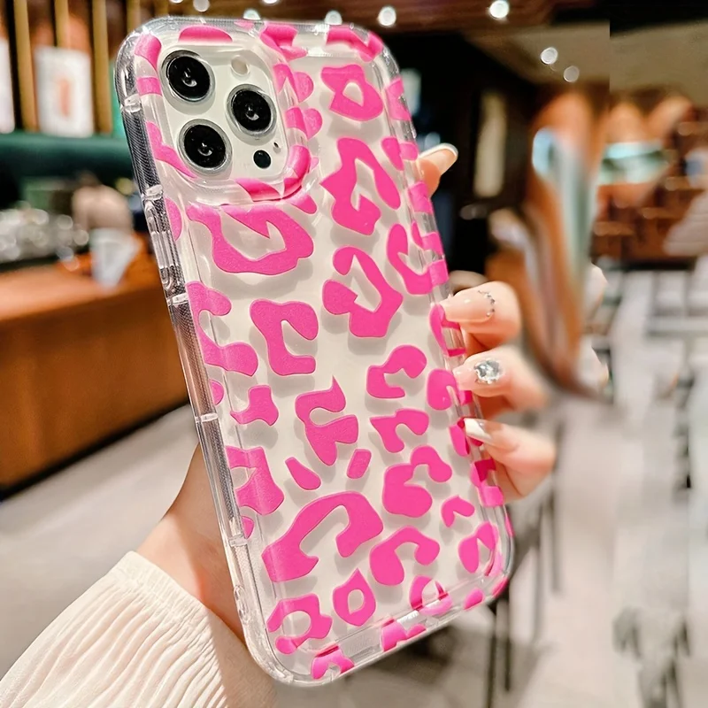 Rose Leopard Transparent Pattern Phone Case For iPhone 15 16 Pro Max Cases iPhone 14 13 12 11 XS X XR 7 8 Plus Shockproof Cover