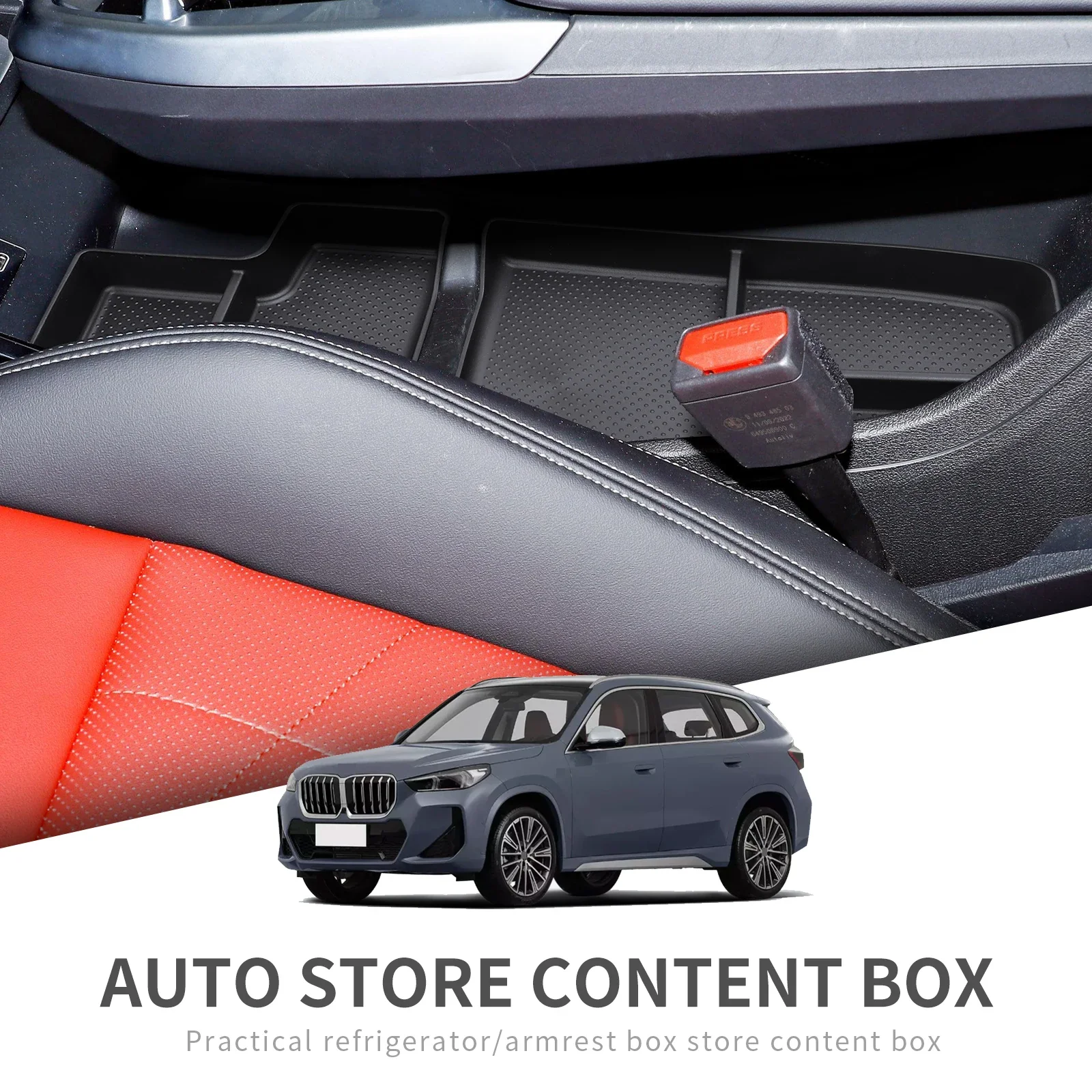 For 2022 2023 BMW X1 IX Center Console Tray Central Armrest Lower Layer Storage Box 2024 X2 IX2 Organizer Accessories Tidying