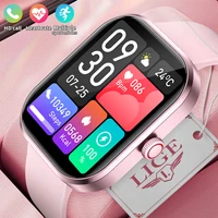 LIGE-reloj inteligente rosa para mujer, pulsera deportiva con llamadas, Bluetooth, Monitor de salud para Android e IOS, regalo de música