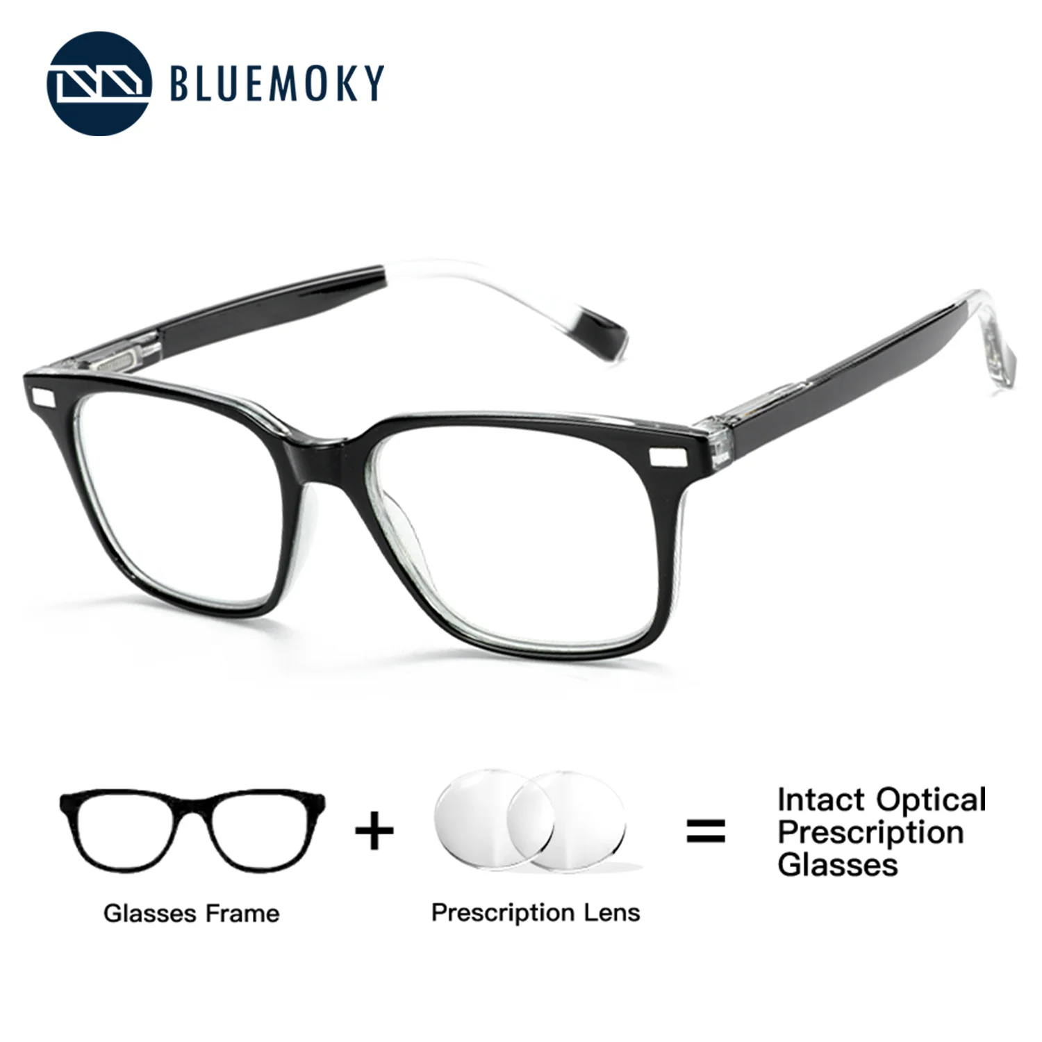

BLUEMOKY (S Size) Plastic Square Prescription Medical Glasses Women Men Myopia Anti Blue Light Photochromic Progressive