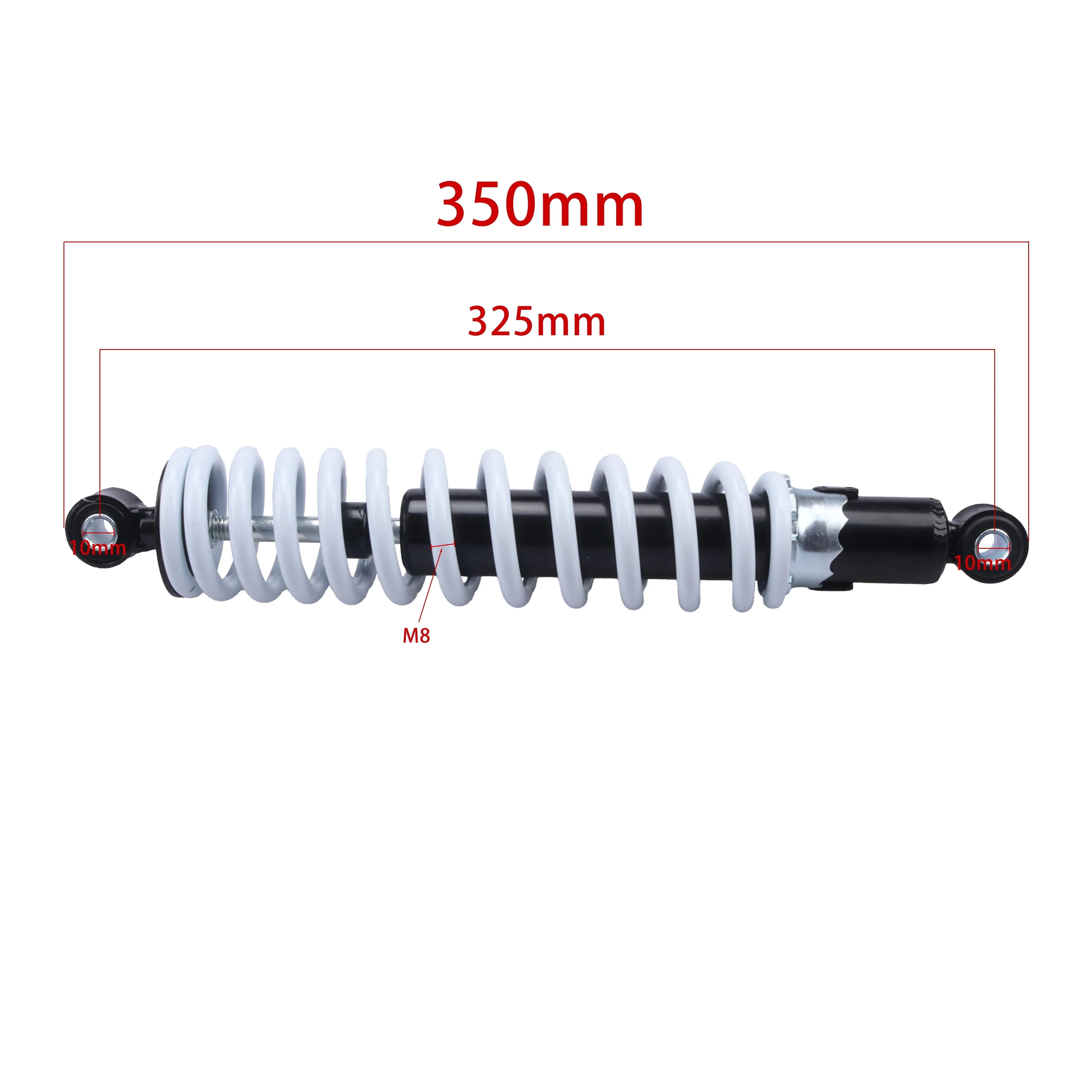

New 325mm front shock absorber with 8mm shaft. An oil-pressure shock designed for Beach Buggies and compatible with various ATVs