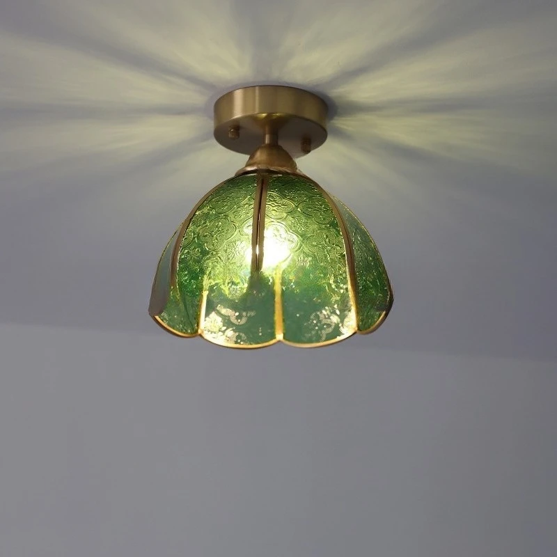 

Color begonia flower glass entrance light retro corridor ceiling light medium antique balcony glass light