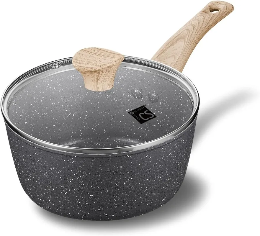 

2.3 Quart Saucepan with Lid Nonstick with Comfortable Bakelite Handle Cooking Pot Granite Sauce Pan with Lid Saucepan with Lid