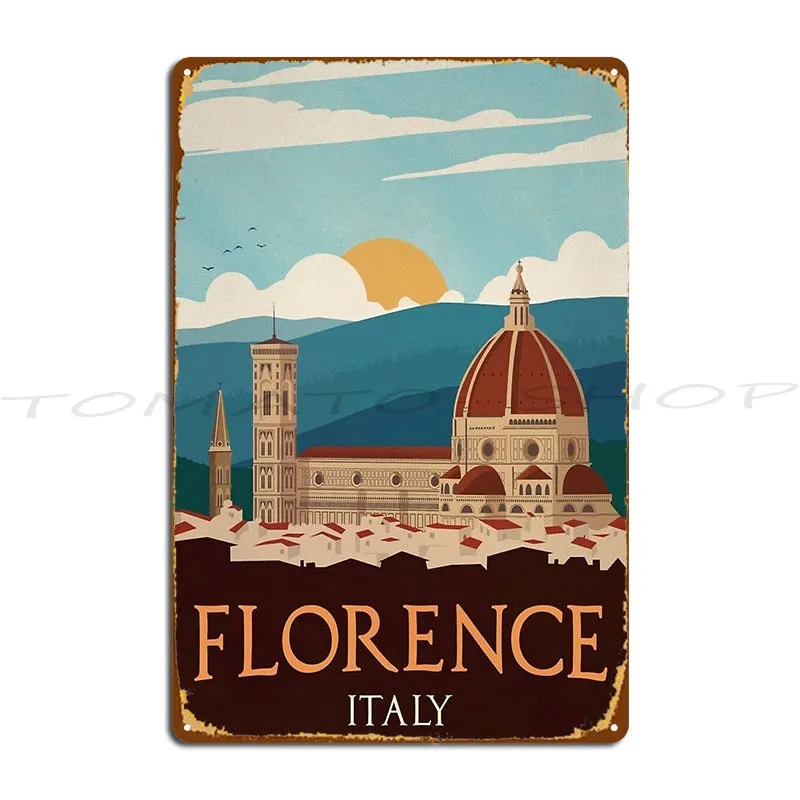 Florence Italy Retro Travel Metal Sign Plaques Kitchen Pub Retro Designing Tin Sign Poster