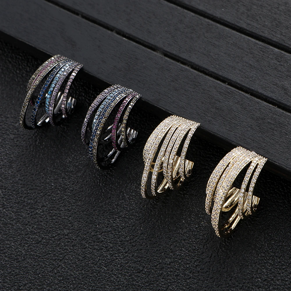 Trendy Luxury Irregular Geometric Twist Dangle Earrings For Women Wedding Cubic Zircon CZ Dubai Bridal Earring Bohemia Hot