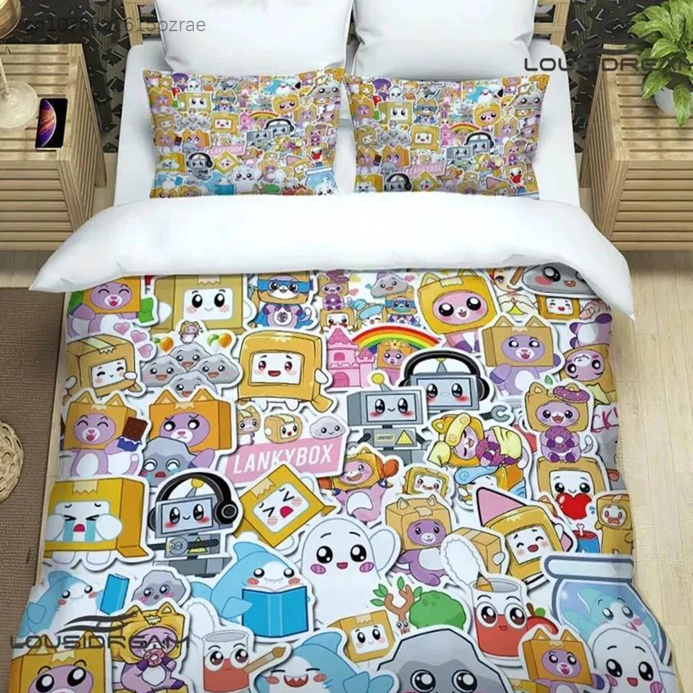 Lankybox Foxy Boxy Cute Printed Bedding Sets Exquisite Bed Supplies Set Duvet Cover Bed Comforter Set Bedding Set Luxury