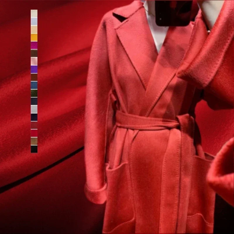 

Double-sided Water Ripple Cashmere Wool Fabric Brand Fashion Design Coat Warm Soft Autumn Cloth for Sewing Diy by the Meter