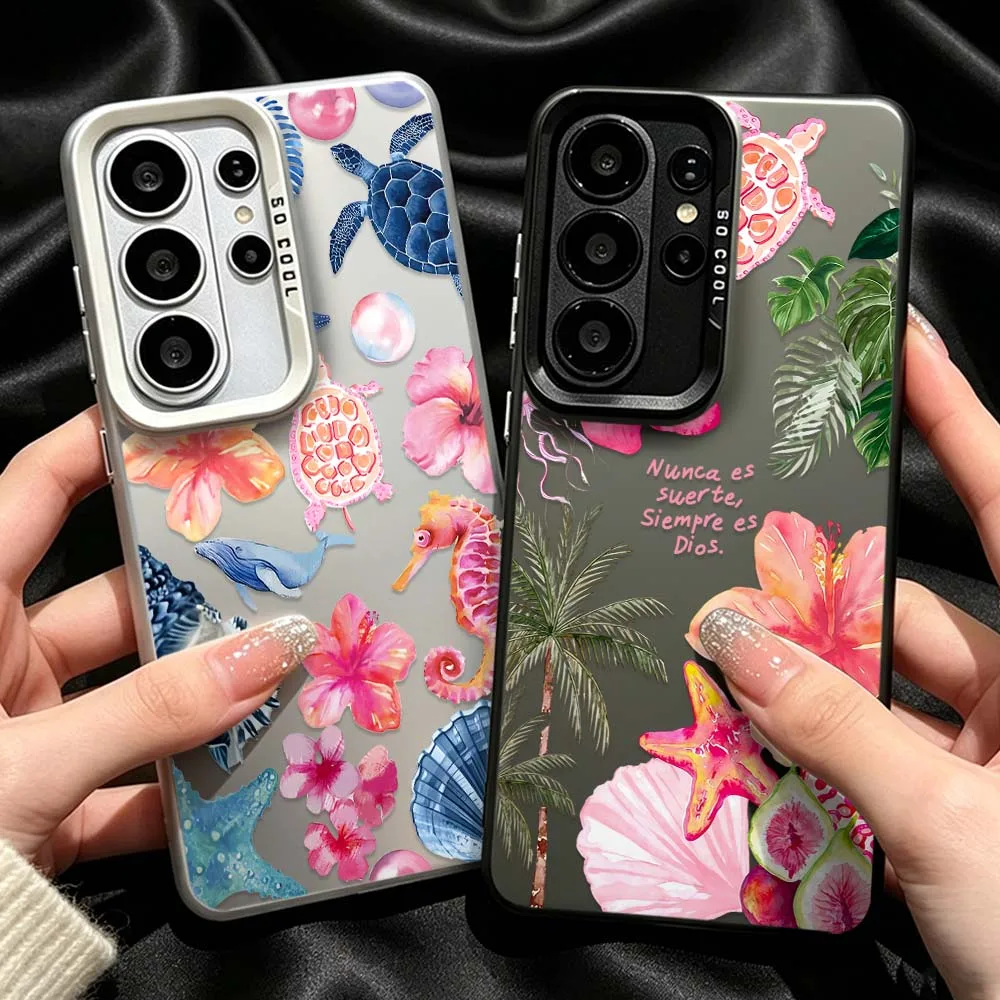Cartoon Turtle Ocean For Samsung Galaxy S26 S25 S24 S23 S22 S21 S20 Ultra FE Plus Edge Plating Matte Cover Phone Case