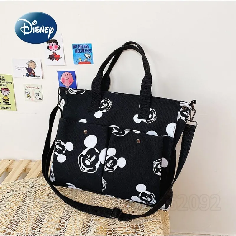 Disney Mickey New Girl Handbag Cartoon Girl One Shoulder Crossbody Bag Luxury Brand Girl Bag Canvas Fashion Large Capacity